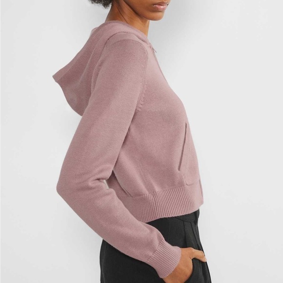 Aritzia Sunday Best Danes Dusty Rose Knit Zip-Up Hoodie Size S - Organic Cotton - Picture 14 of 14